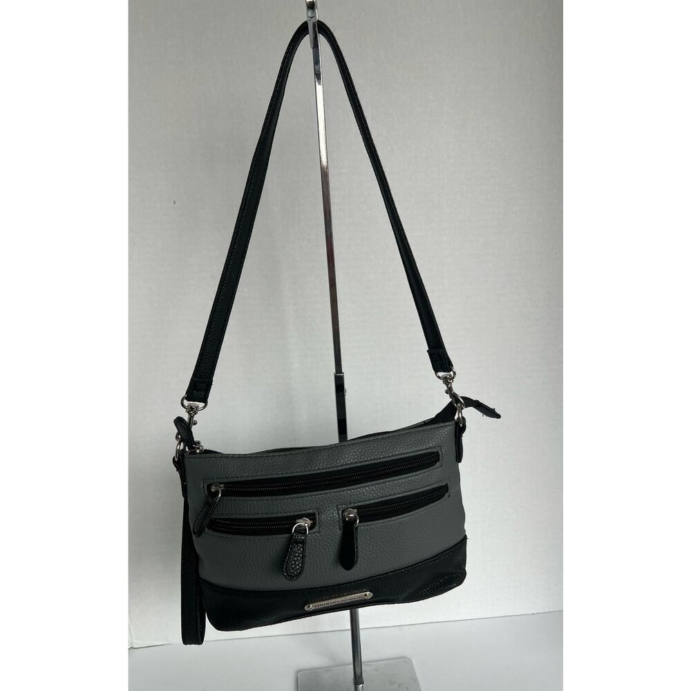 Stone & Co Sydney Purse Women Small Gray Black Excellent Pebbled Leather